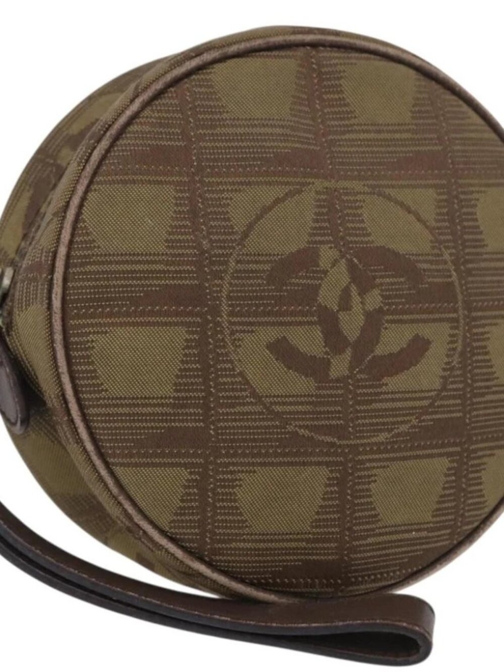 CHANEL New Travel Line Pouch Nylon Beige CC Auth mr2071